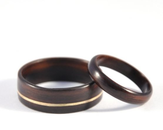 Ebony Infinity Wedding Ring Set - flat on the surface