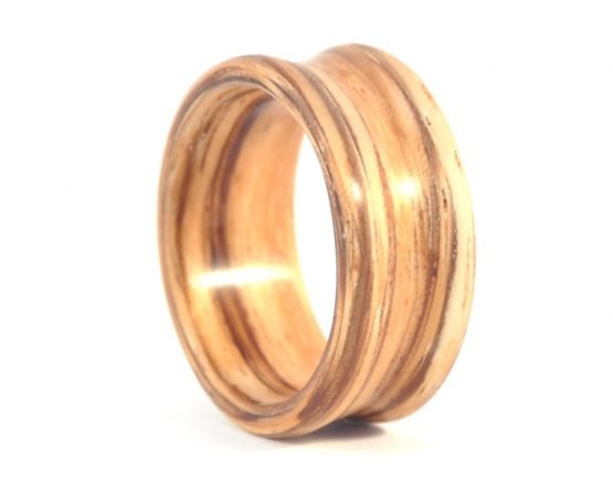 Zebra Wood Deep set Concave Ring - right side