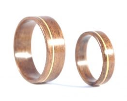 QLD walnut and huon pine matching wedding rings - right side