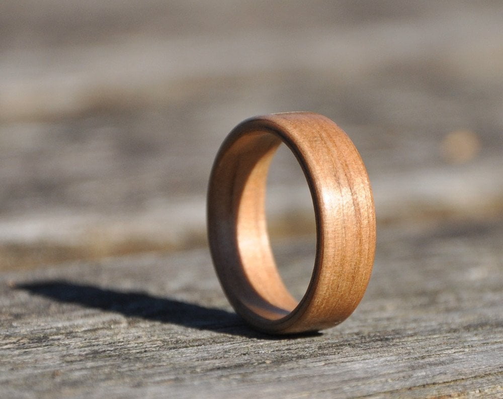 Spotted gum wooden ring with blue tile inlay