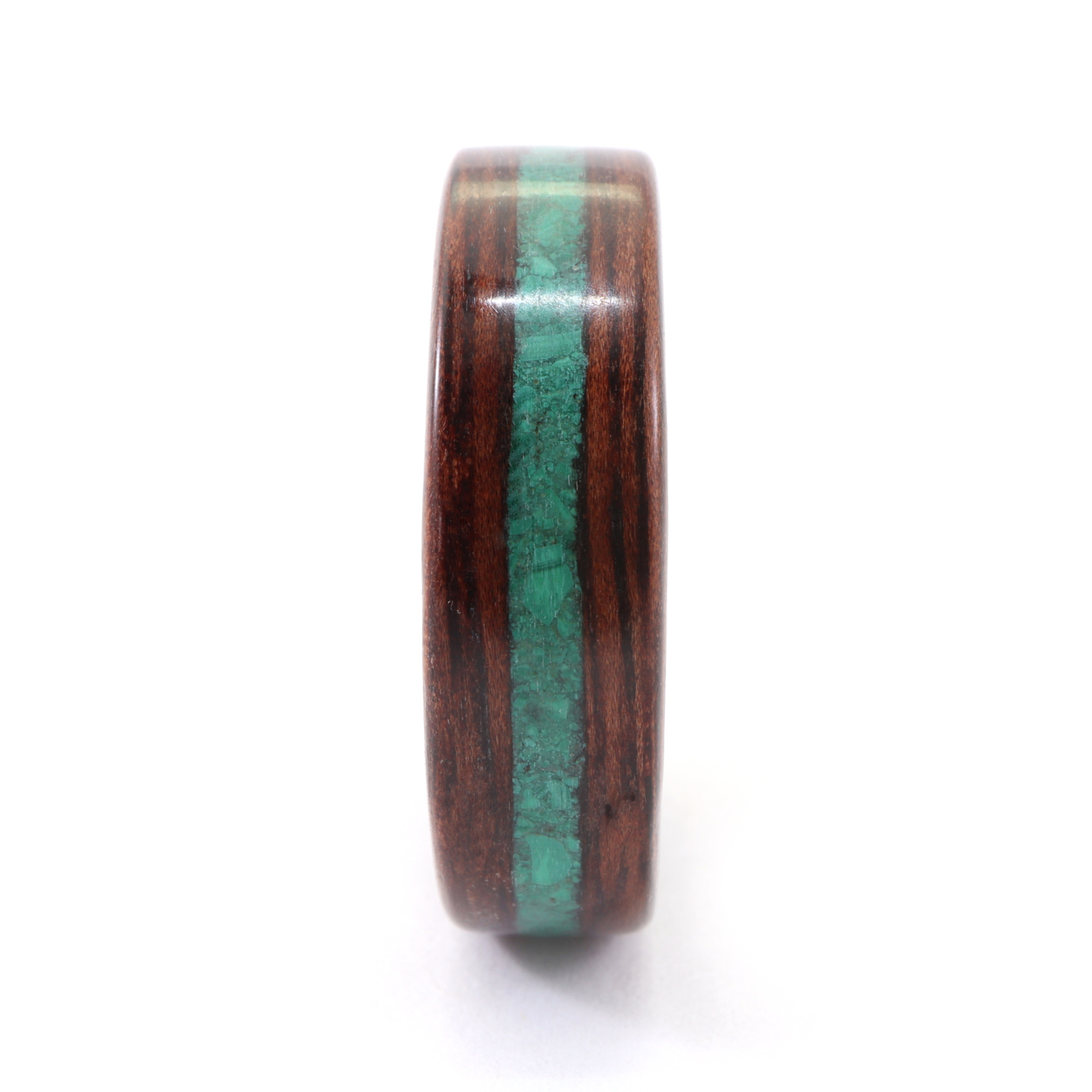 Jarrah and Malachite Ring - front view