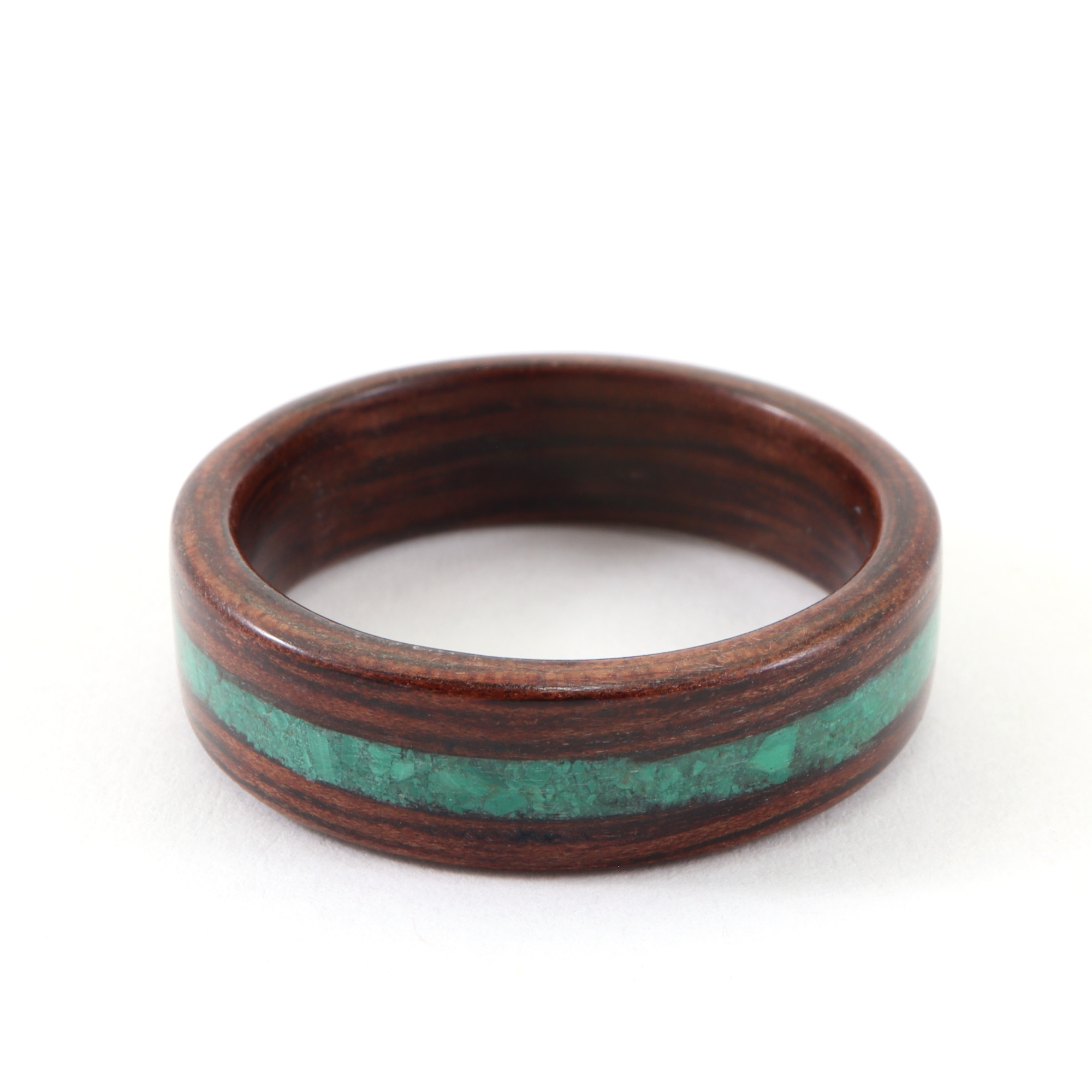 Jarrah and Malachite Ring - flat surface view