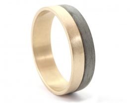 Brushed gold and grey ash wooden ring