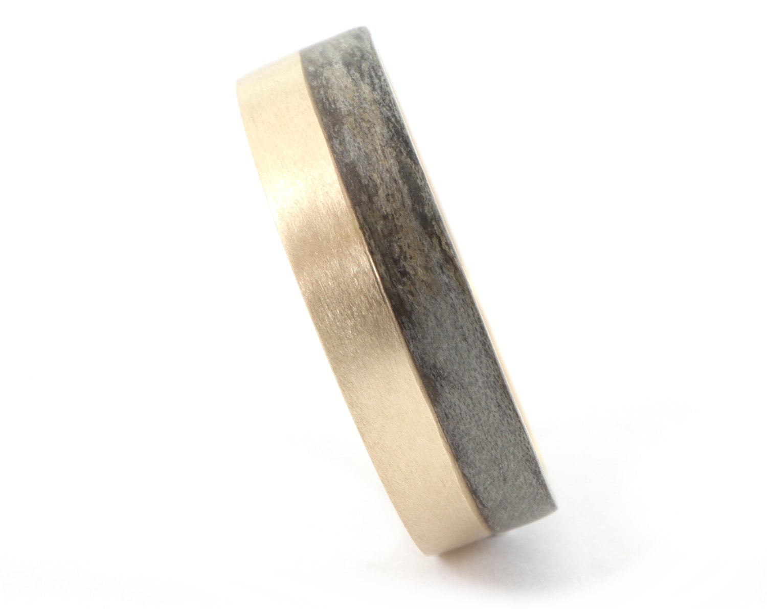 Brushed gold and grey ash wooden ring