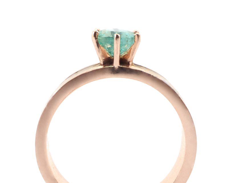 Rose Gold Ring with Emerald and Huon Pine inlay - O