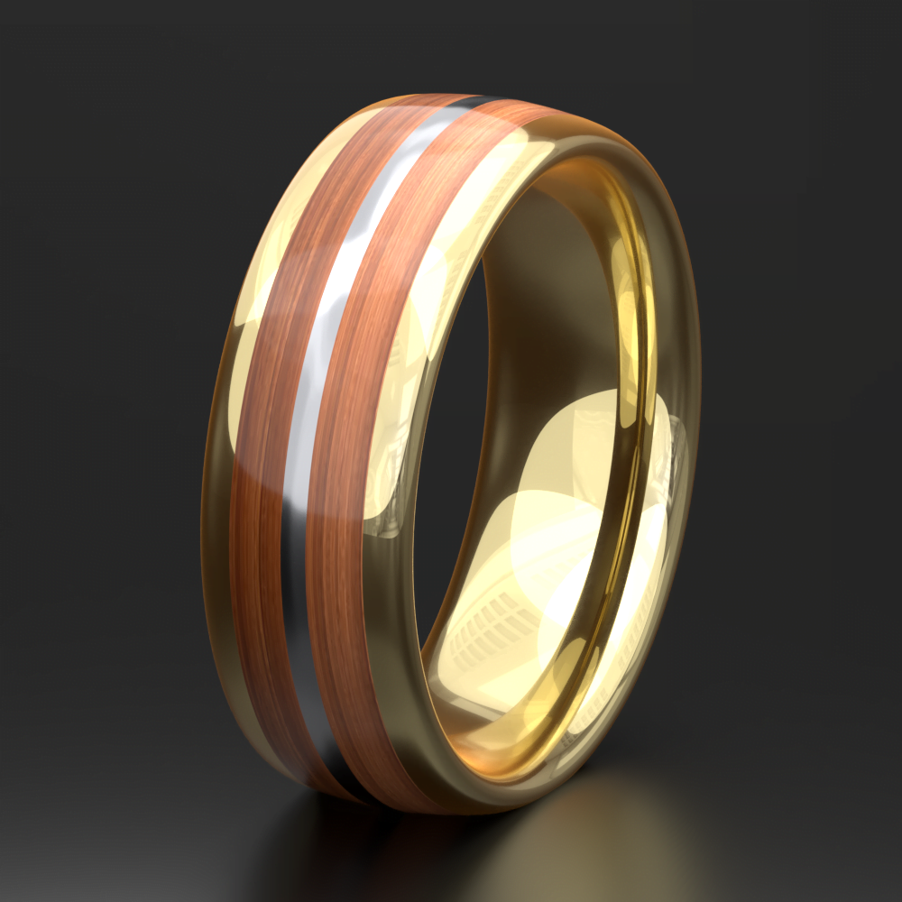 Gold, Platinum, and Jarrah ring