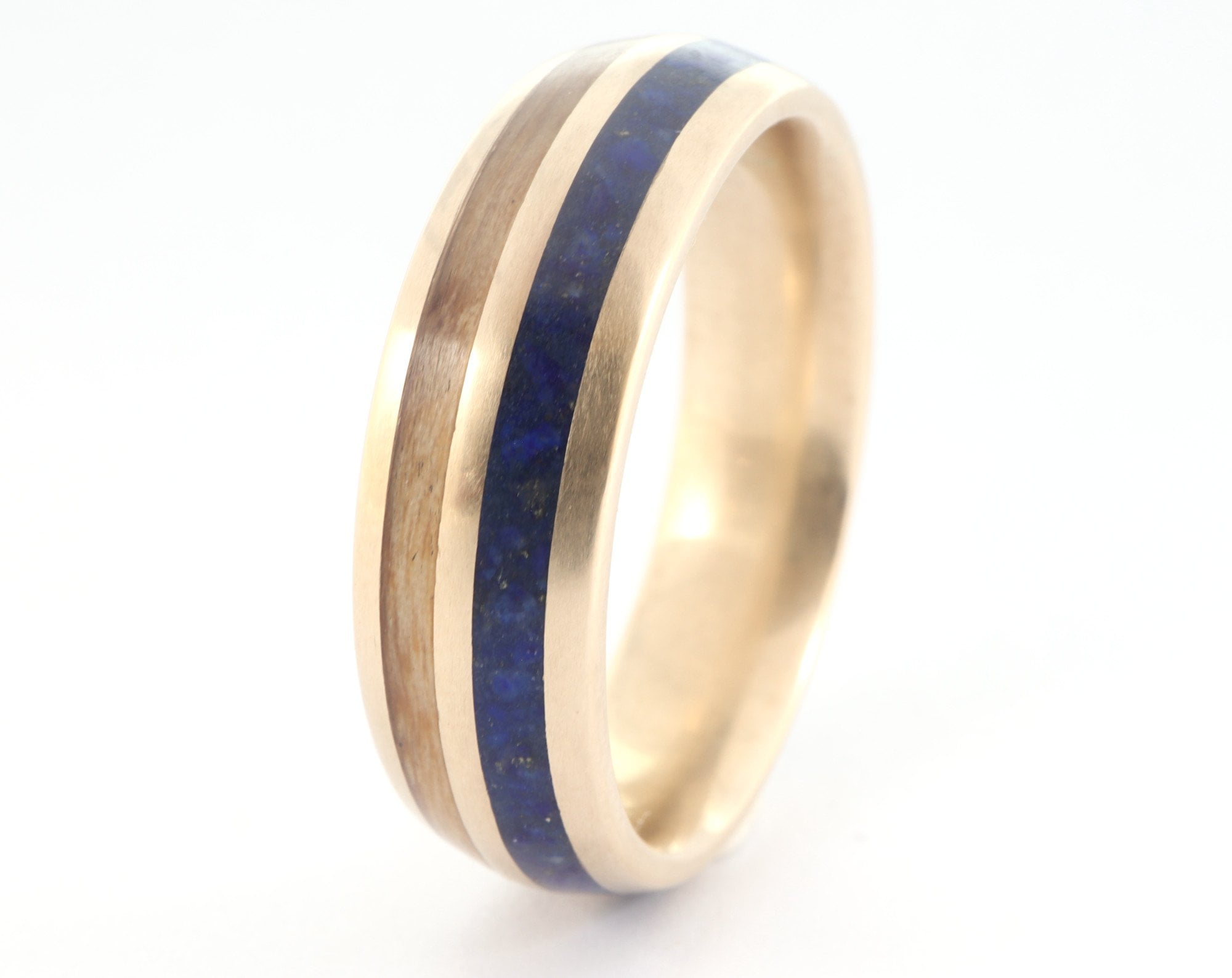 Gold ring with Lapis Lazuli and Bethlehem Olive