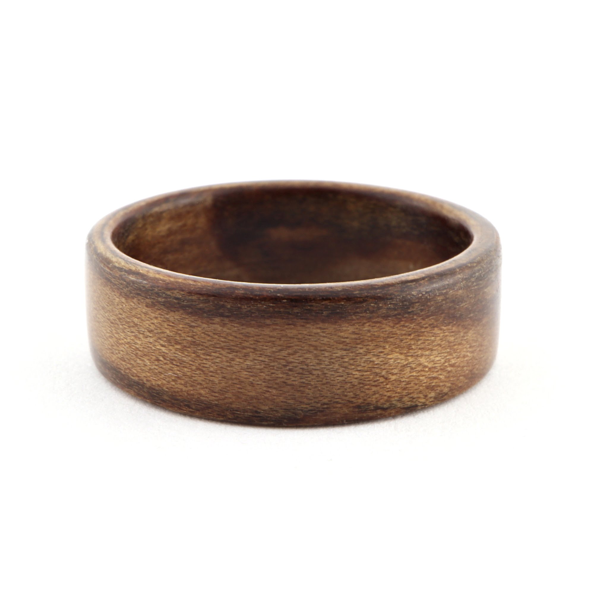 Black Heart Sassafras Wooden Ring Llying Flat