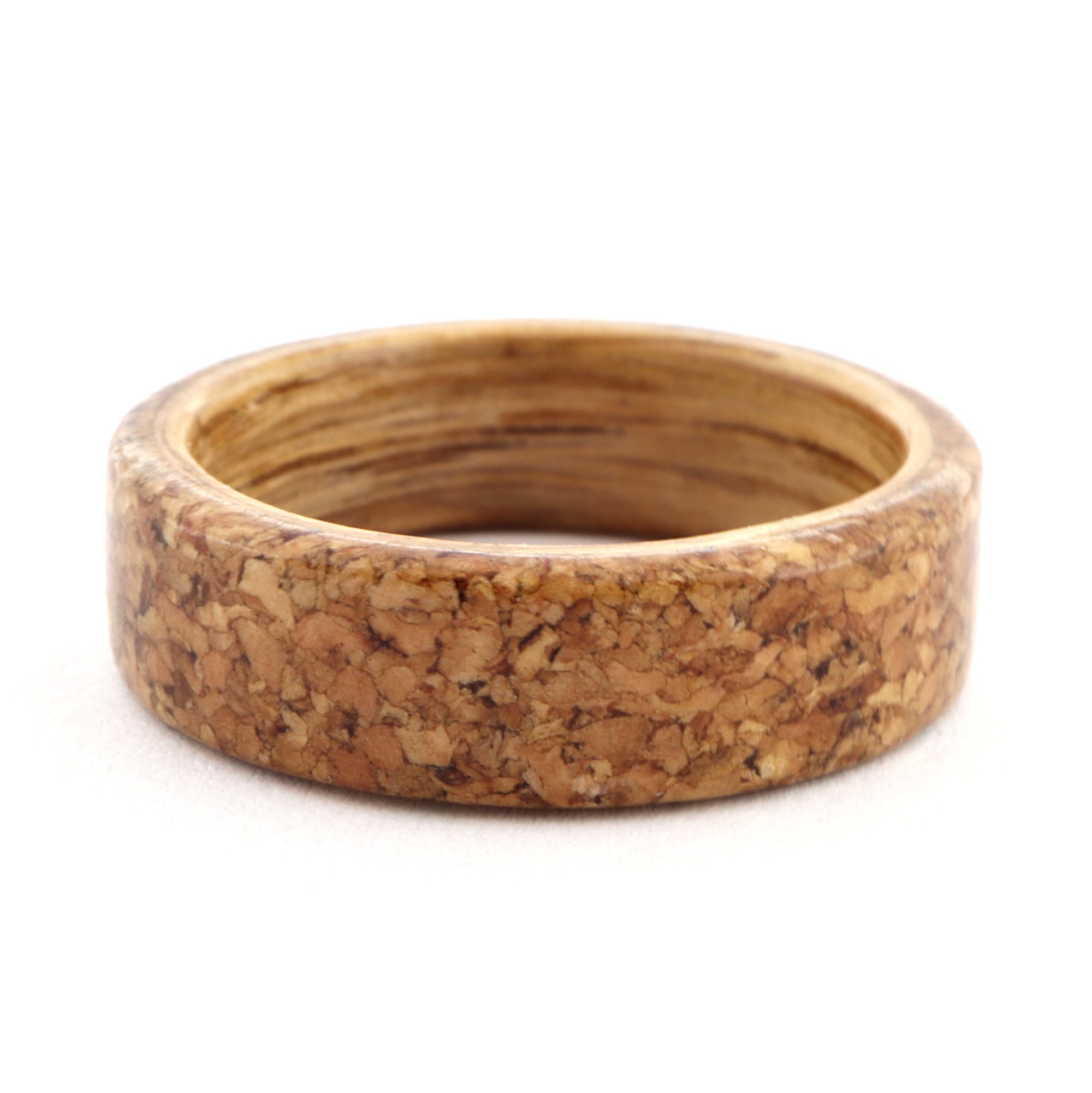 Cork Wooden Ring with Oak - Flat on the Surface