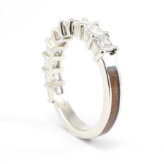 Princess cut diamonds and wood inlay