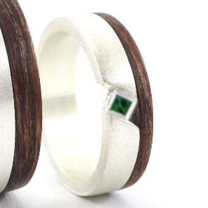 silver green garnet and ebony ring