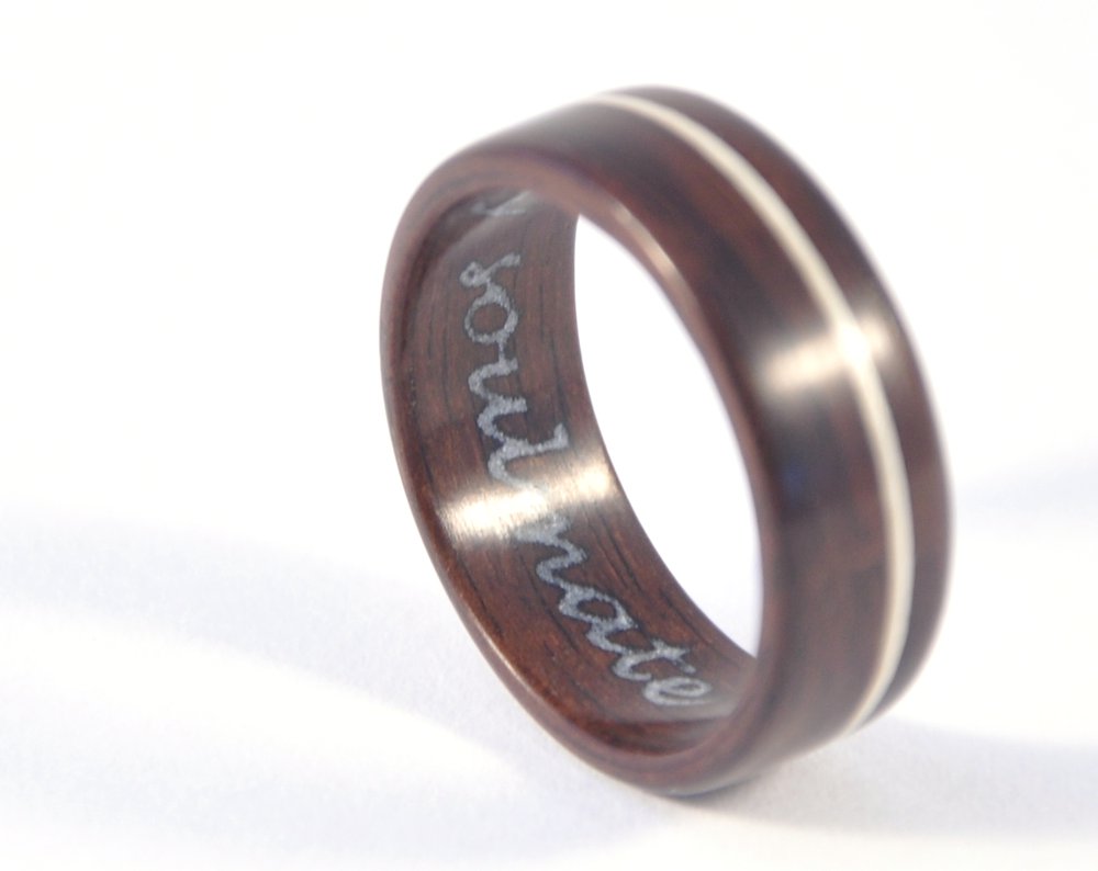 Custom Silver & Tasmanian Blackwood Wedding Ring Pair with Elder Futhark Runes - Image 2